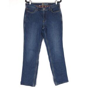 CARHARTT Women's Relaxed Fit Straight Leg Red Plaid Flannel Lined Jeans Size‎ 12